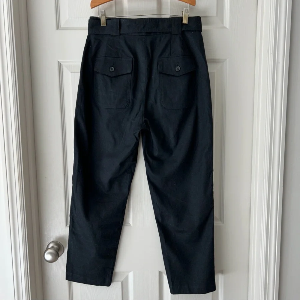 Banana Republic Black Linen Blend Belted Utility Pants